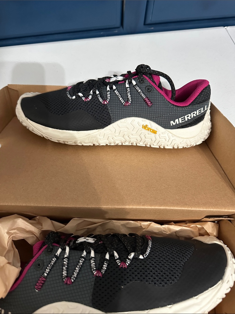 Merrell Black & Pink Athletic Trail Shoe with Cream Sole
